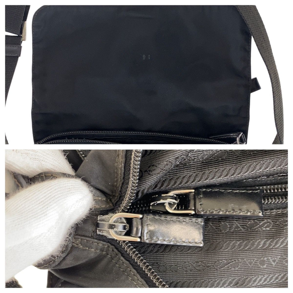 Prada Tessuto Black Silver Nylon Shoulder Bag Pochette — view 5