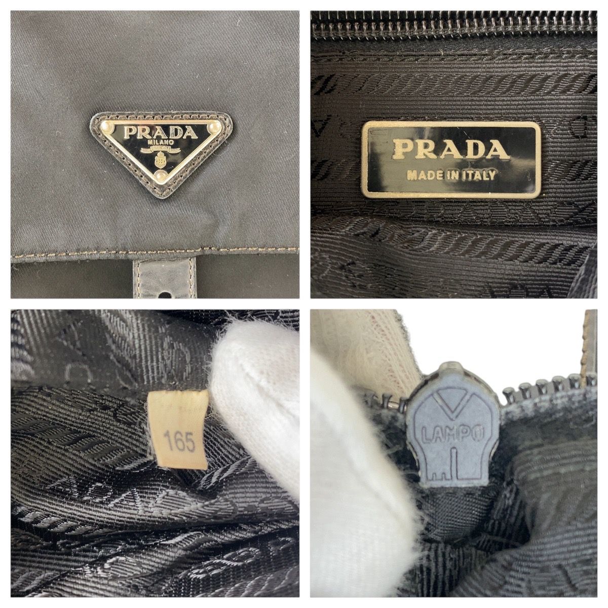 Prada Tessuto Black Silver Nylon Shoulder Bag Pochette — view 4