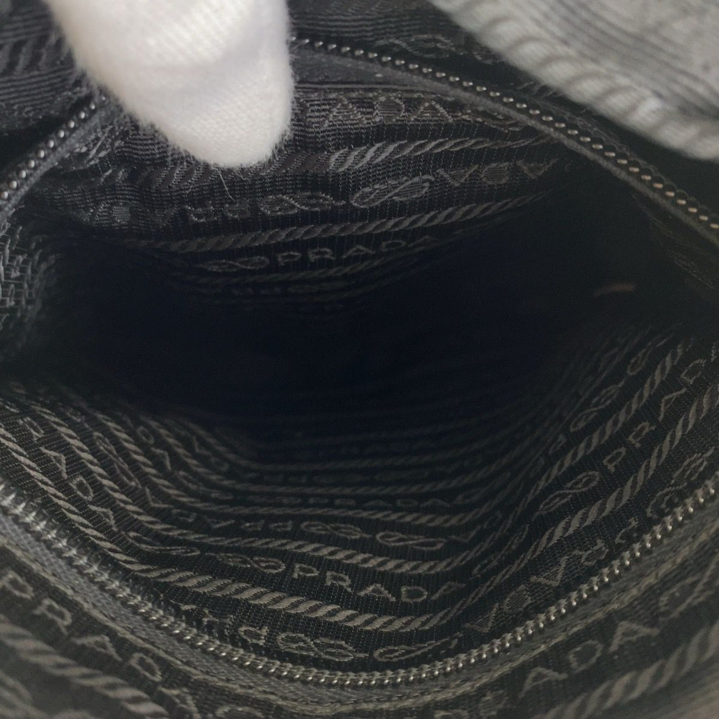 Prada Tessuto Black Silver Nylon Shoulder Bag Pochette — view 7