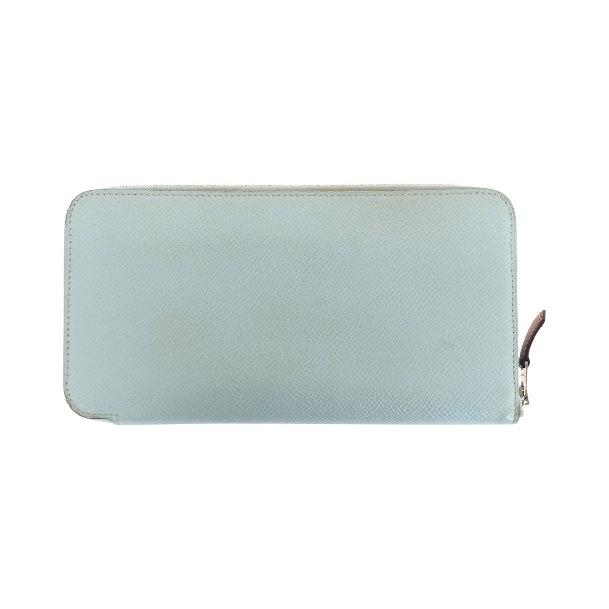 Hermes Azap Silk'in Long Light Blue Silver Veau Epsom Wallet
