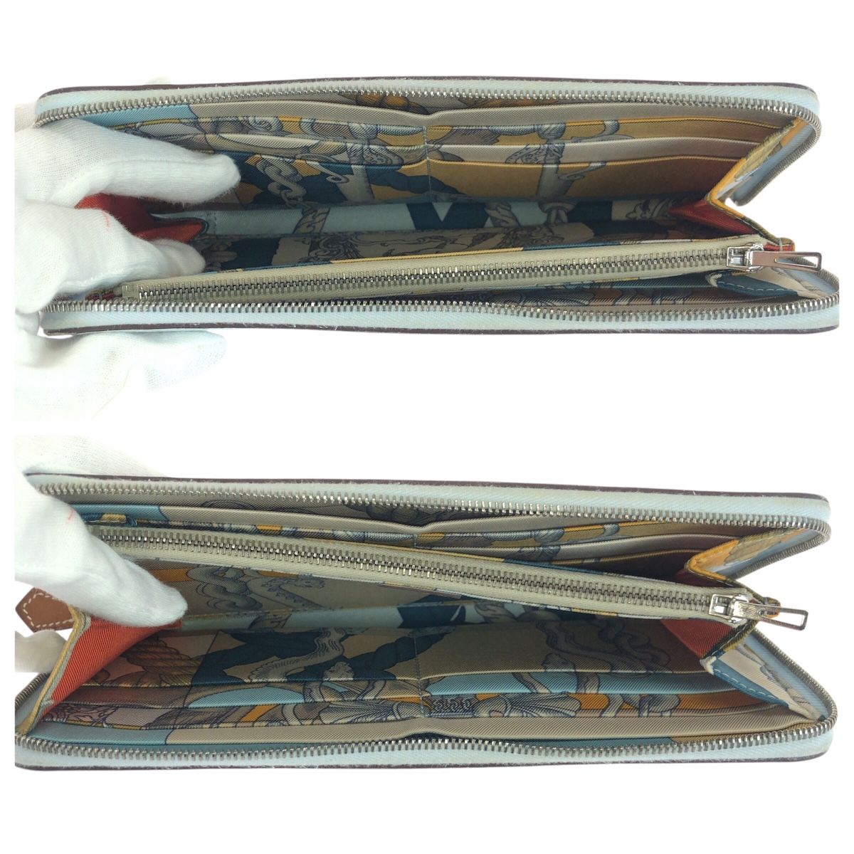 Hermes Azap Silk'in Long Light Blue Silver Veau Epsom Wallet — view 8