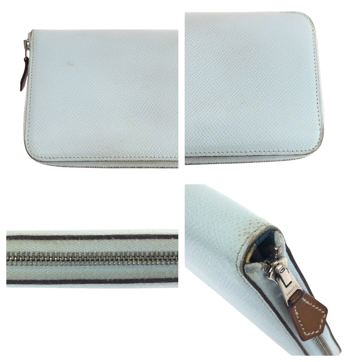 Hermes Azap Silk'in Long Light Blue Silver Veau Epsom Wallet — view 6