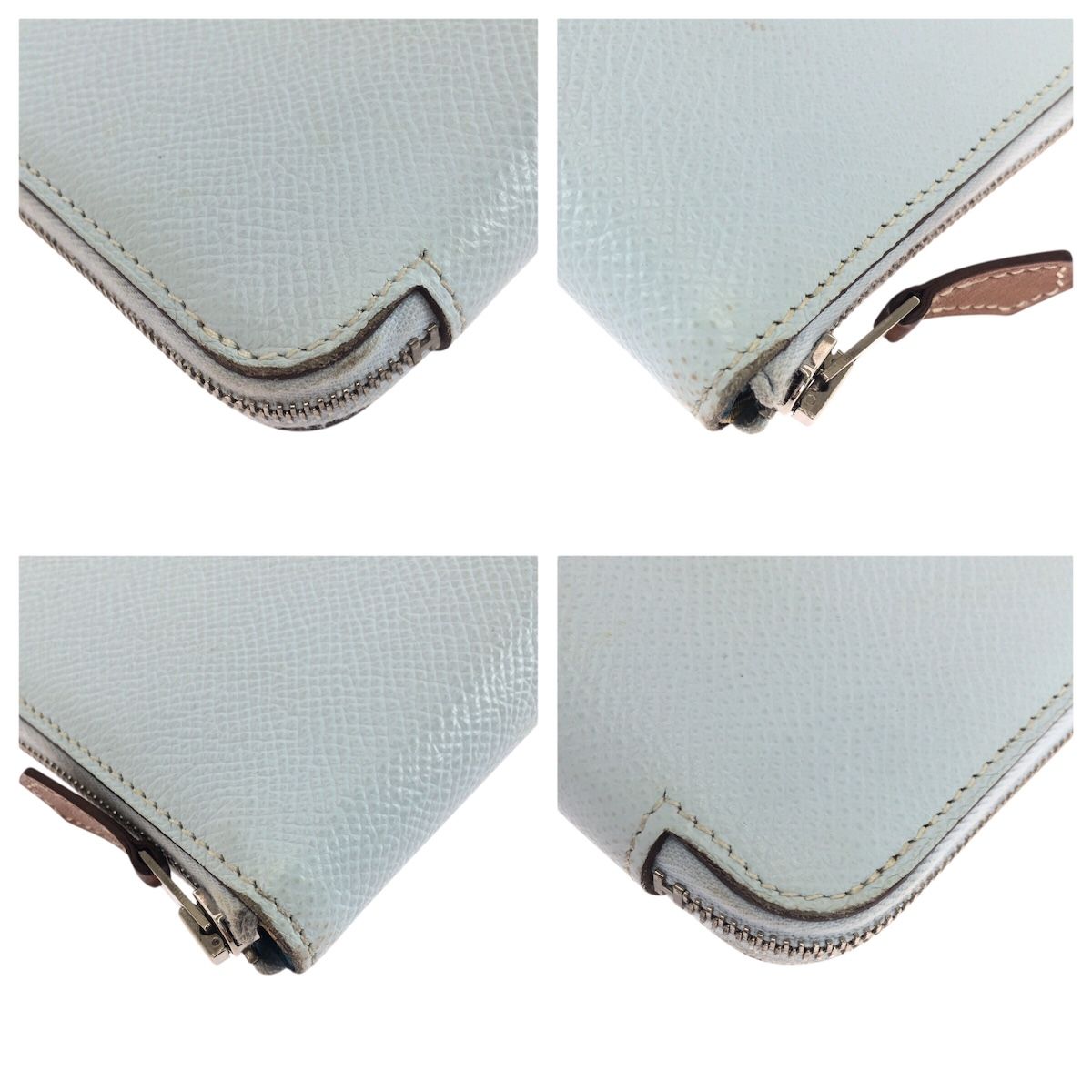 Hermes Azap Silk'in Long Light Blue Silver Veau Epsom Wallet — view 3