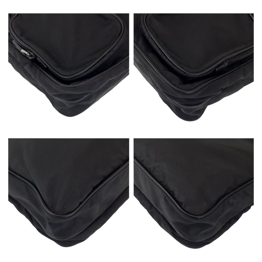 Prada Tessuto Triangle Logo Black Silver Nylon Shoulder Bag — view 3