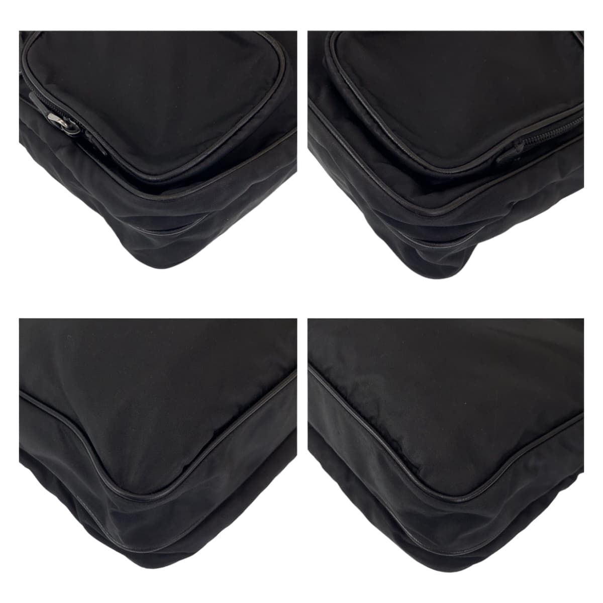 Prada Tessuto Triangle Logo Black Silver Nylon Shoulder Bag — view 3