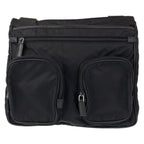 Prada Tessuto Triangle Logo Black Silver Nylon Shoulder Bag — view 2