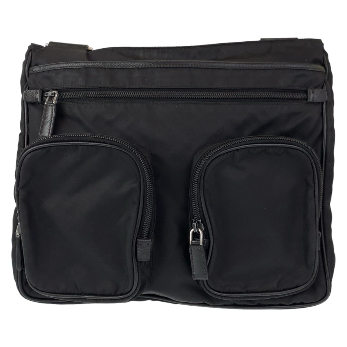 Prada Tessuto Triangle Logo Black Silver Nylon Shoulder Bag — view 2