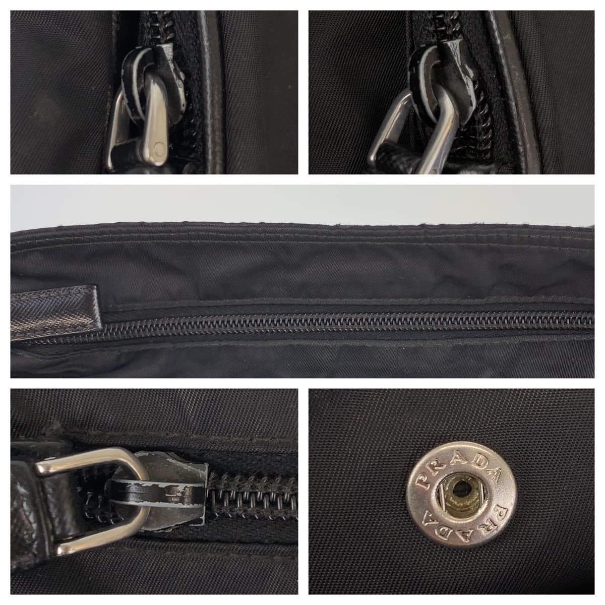 Prada Tessuto Triangle Logo Black Silver Nylon Shoulder Bag — view 5