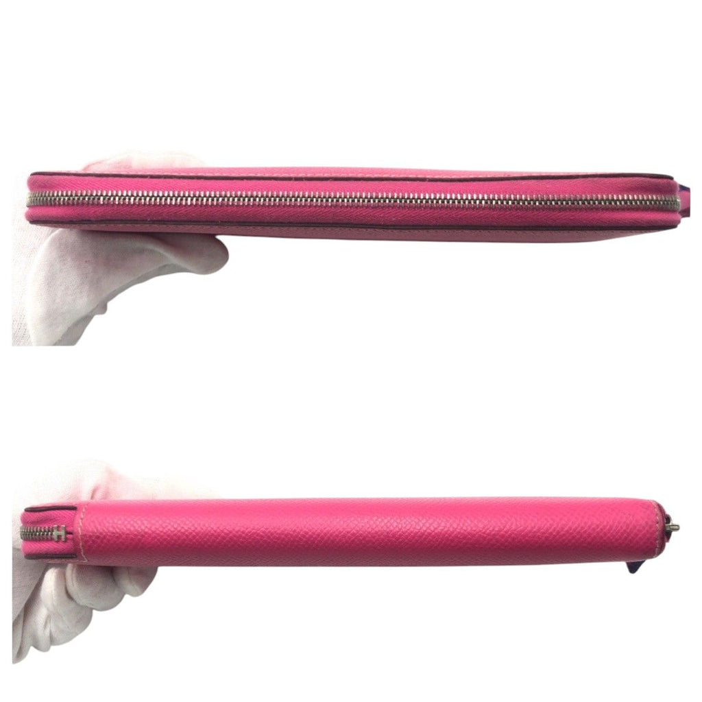 Hermes Azat Plomb Silk'in Pink Rose Tyrian Silver Veau Epsom Wallet — view 6