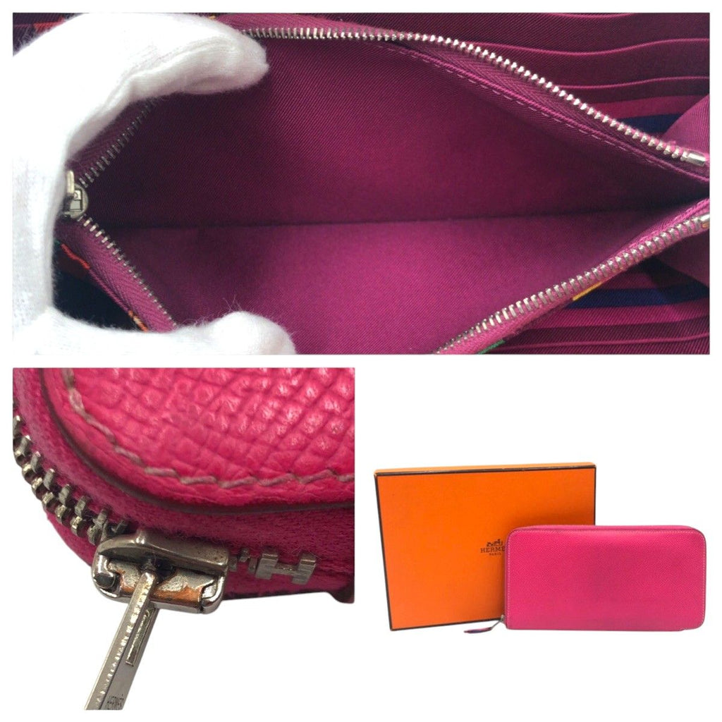 Hermes Azat Plomb Silk'in Pink Rose Tyrian Silver Veau Epsom Wallet — view 8