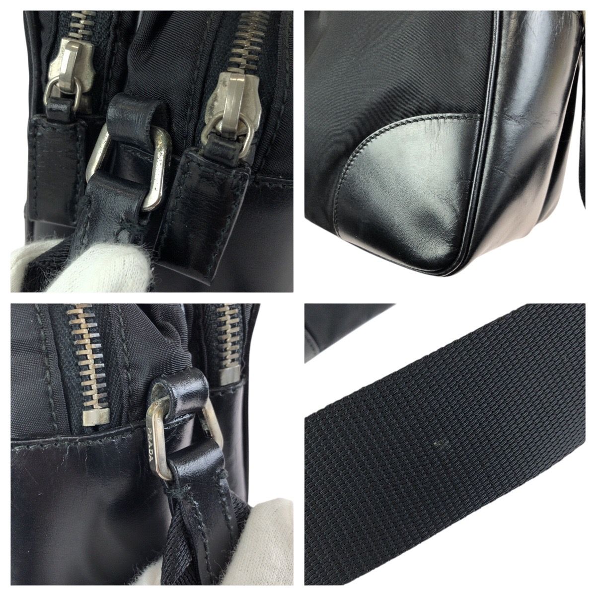 Prada Tessuto Black Nylon Leather Camera Bag — view 5
