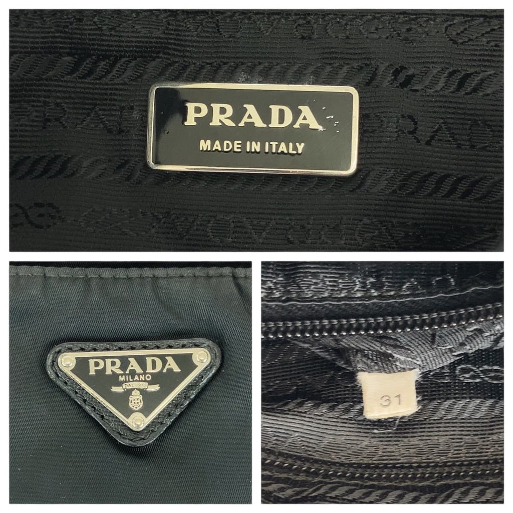 Prada Tessuto Black Silver Nylon Shoulder Bag — view 4