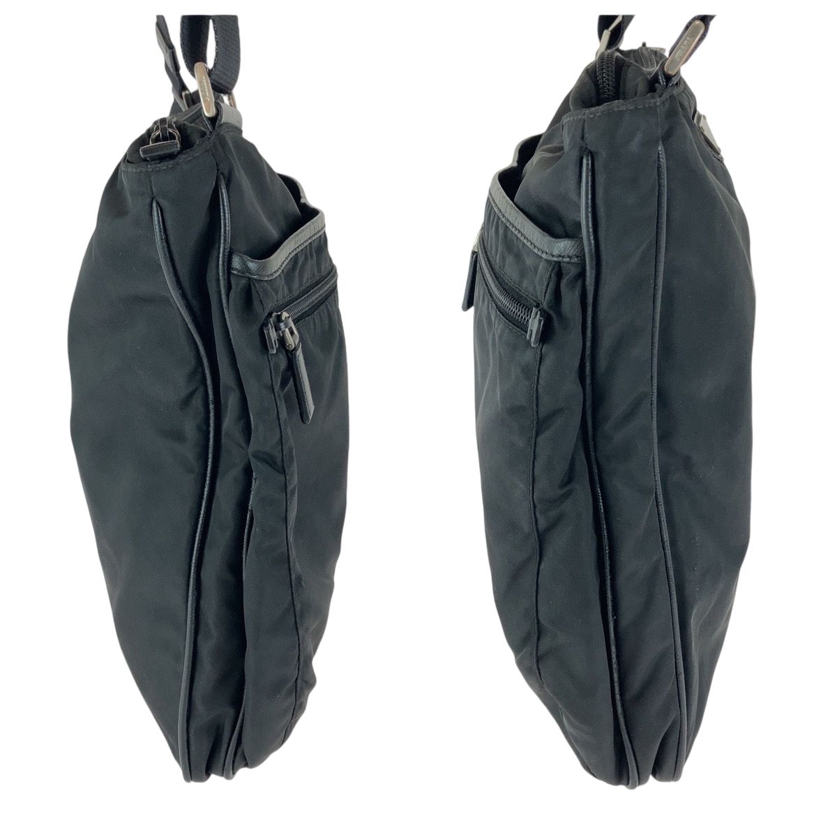 Prada Tessuto Black Silver Nylon Shoulder Bag — view 8