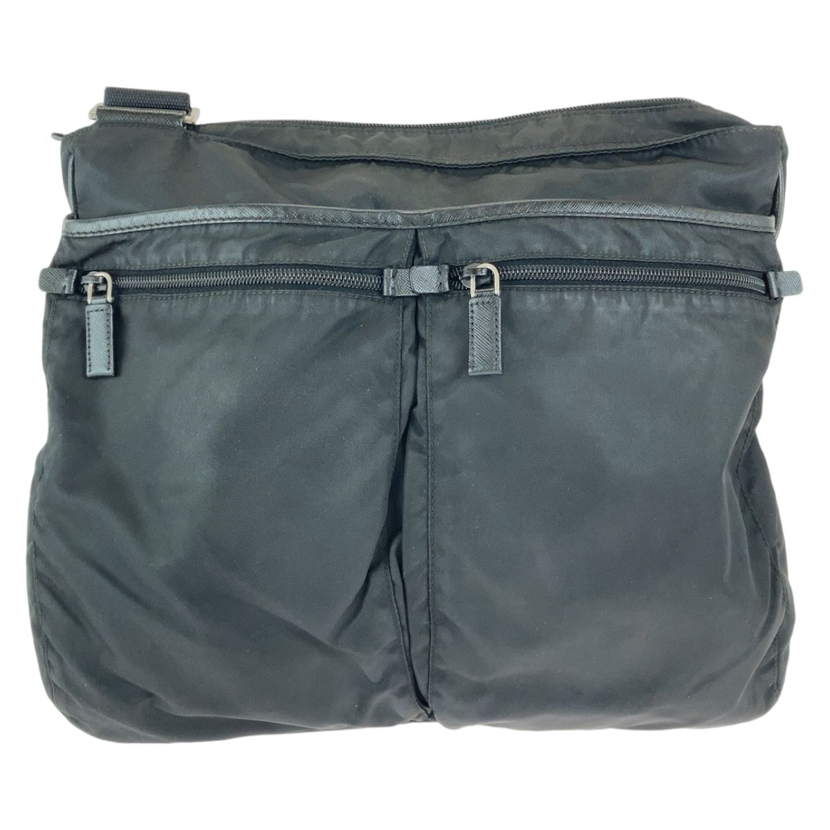 Prada Tessuto Black Silver Nylon Shoulder Bag — view 2