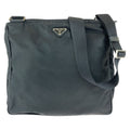 Prada Tessuto Black Silver Nylon Shoulder Bag