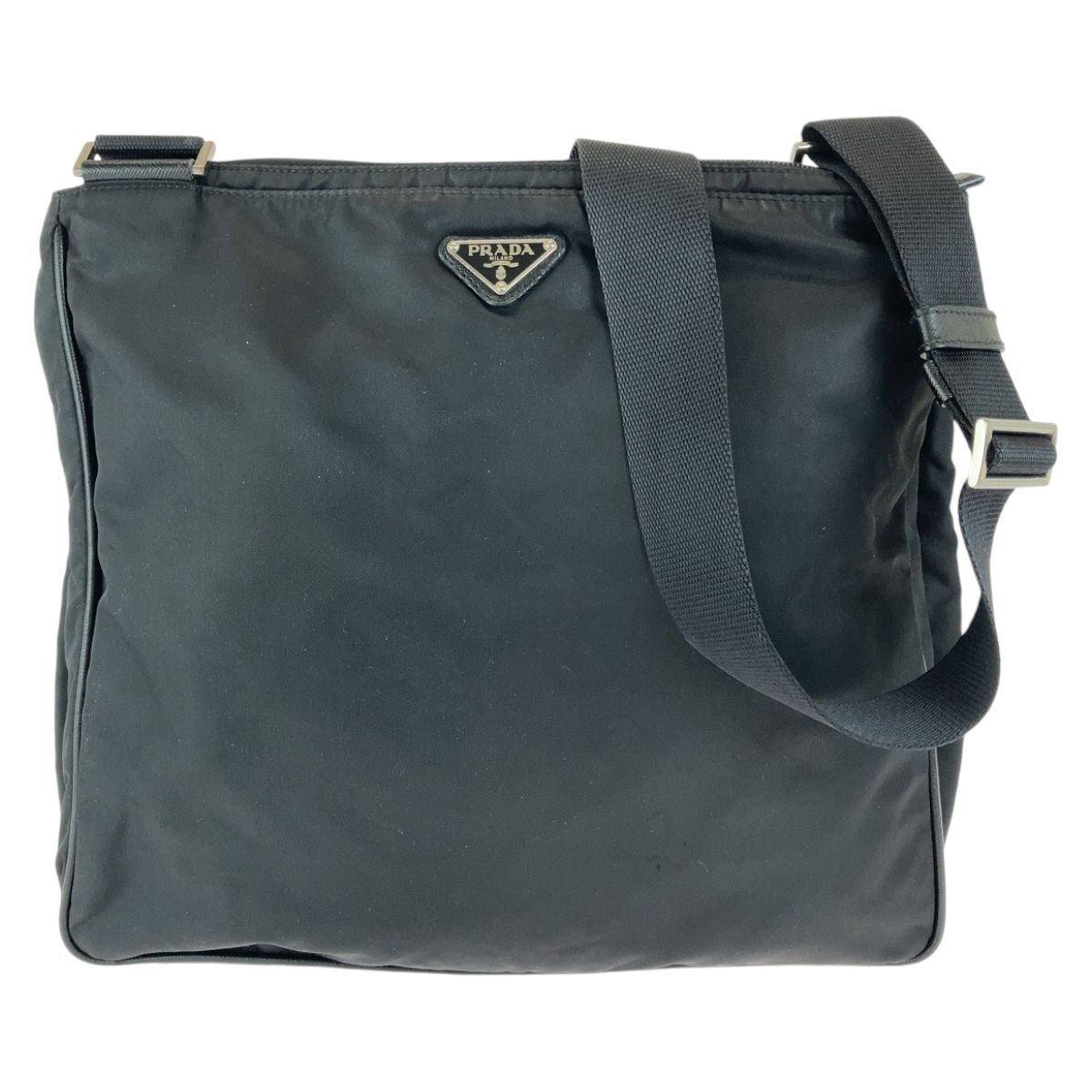 Prada Tessuto Black Silver Nylon Shoulder Bag