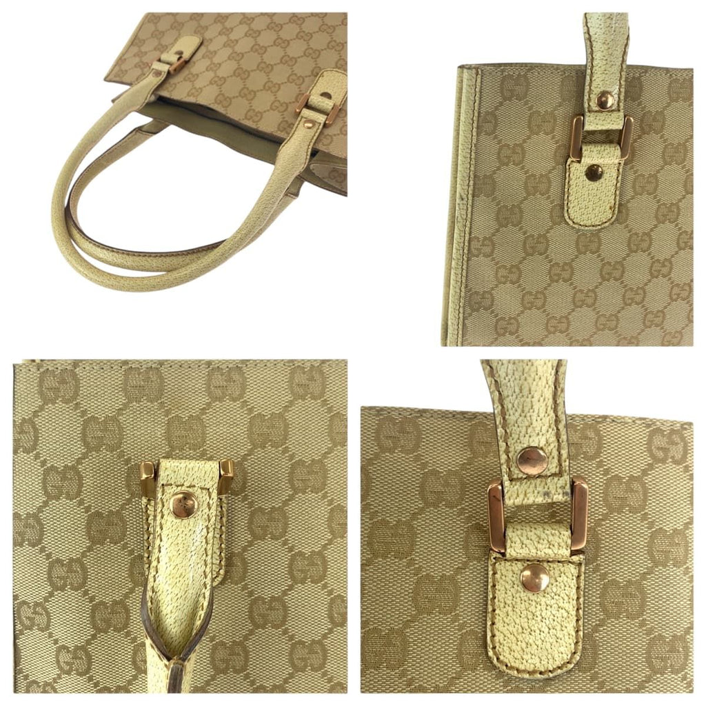 Gucci Studs Beige Ivory Gold GG Canvas Tote Shoulder Bag — view 5
