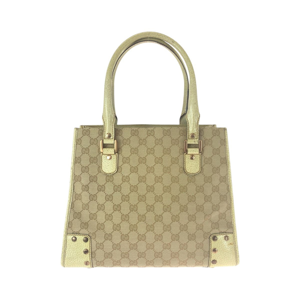 Gucci Studs Beige Ivory Gold GG Canvas Tote Shoulder Bag — view 2
