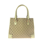 Gucci Studs Beige Ivory Gold GG Canvas Tote Shoulder Bag