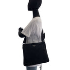 Prada Tessuto Black Silver Nylon Shoulder Bag Pochette — view 7