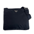 Prada Tessuto Black Silver Nylon Shoulder Bag Pochette