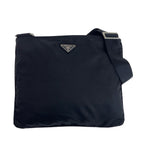 Prada Tessuto Black Silver Nylon Shoulder Bag Pochette