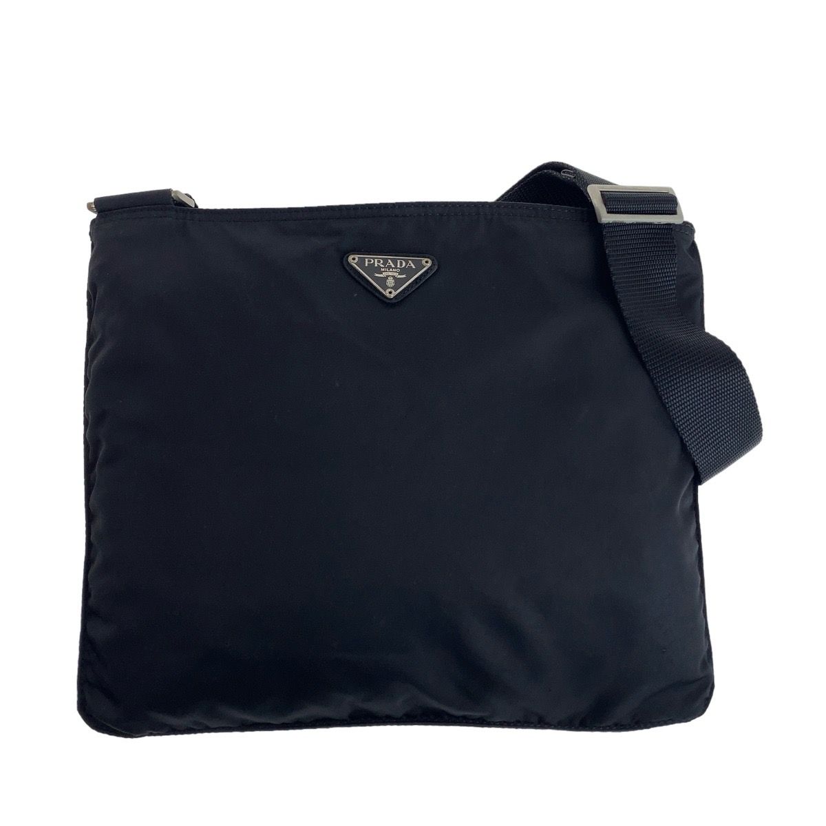 Prada Tessuto Black Silver Nylon Shoulder Bag Pochette