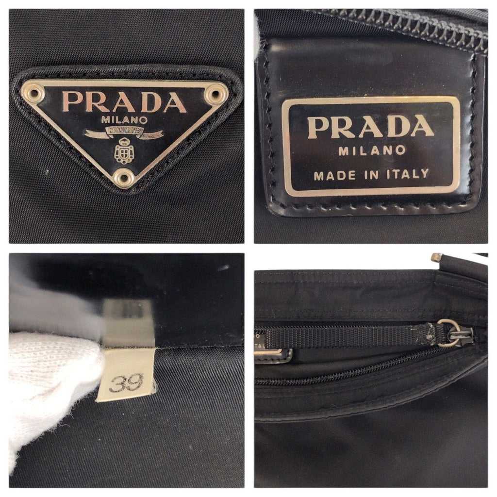 Prada Tessuto Black Silver Nylon Shoulder Bag Pochette — view 4