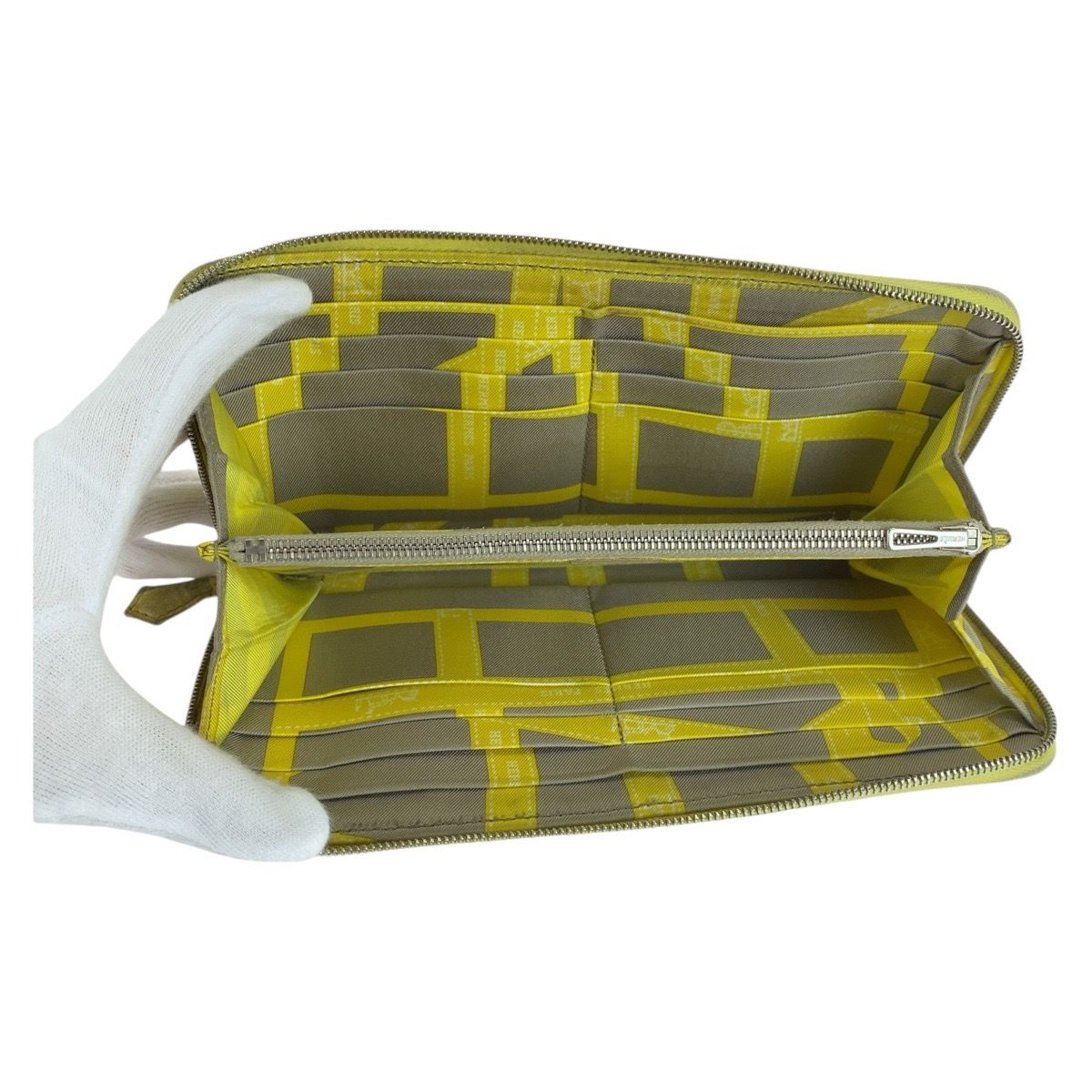 Hermes Azat Plomb Silk'in Light Yellow Veau Epsom Wallet — view 8