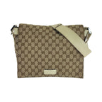 Gucci Beige Ivory Silver GG Canvas Crossbody Shoulder Bag