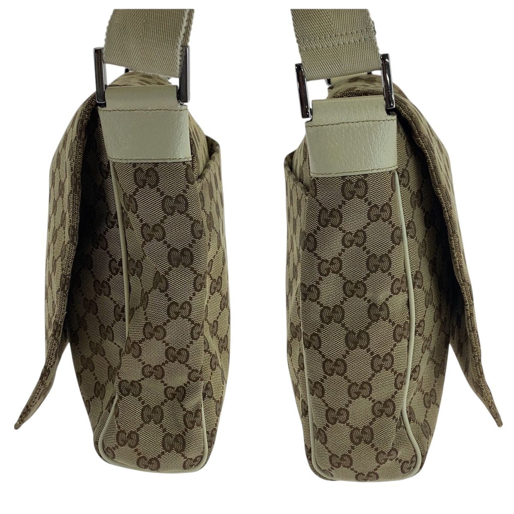 Gucci Beige Ivory Silver GG Canvas Crossbody Shoulder Bag — view 8