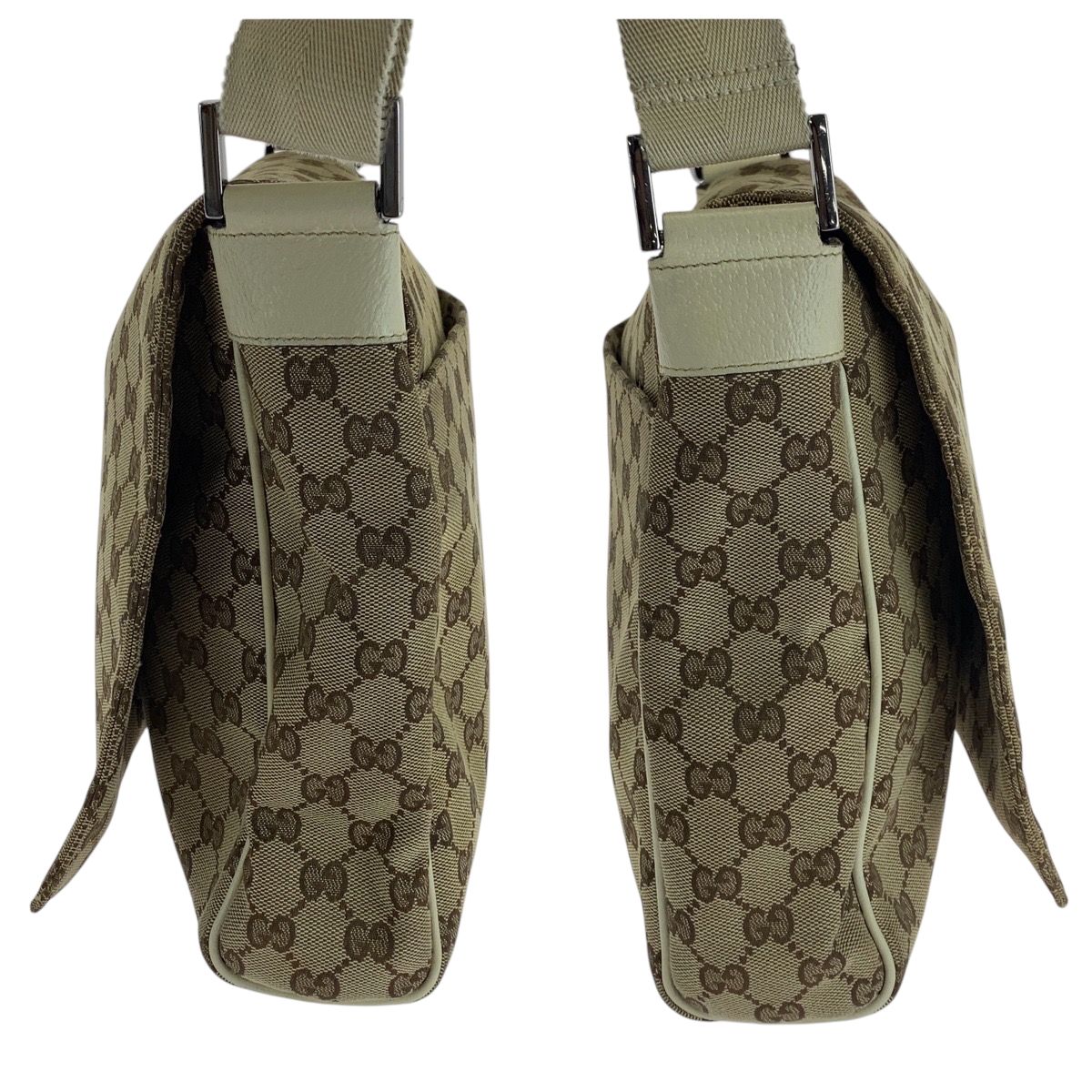 Gucci Beige Ivory Silver GG Canvas Crossbody Shoulder Bag — view 8