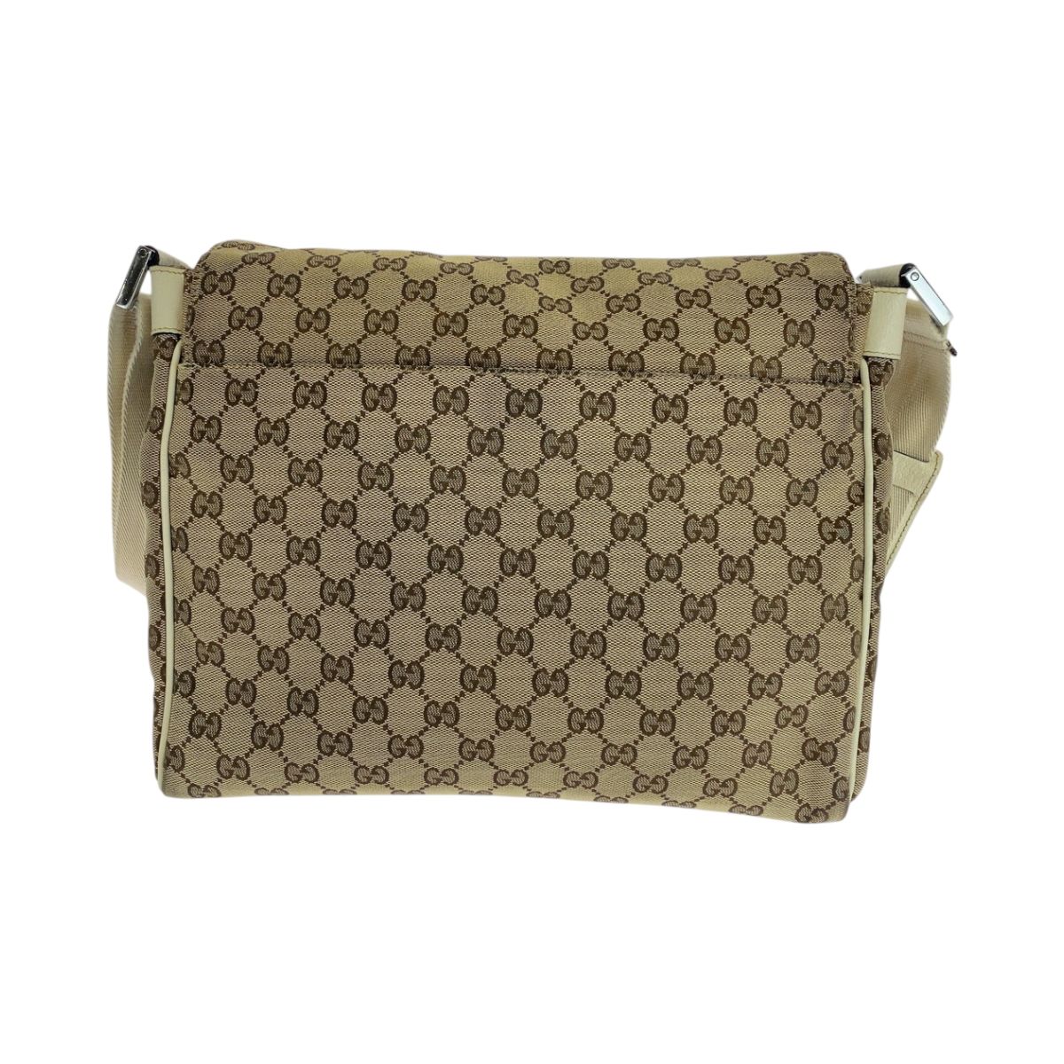 Gucci Beige Ivory Silver GG Canvas Crossbody Shoulder Bag — view 2