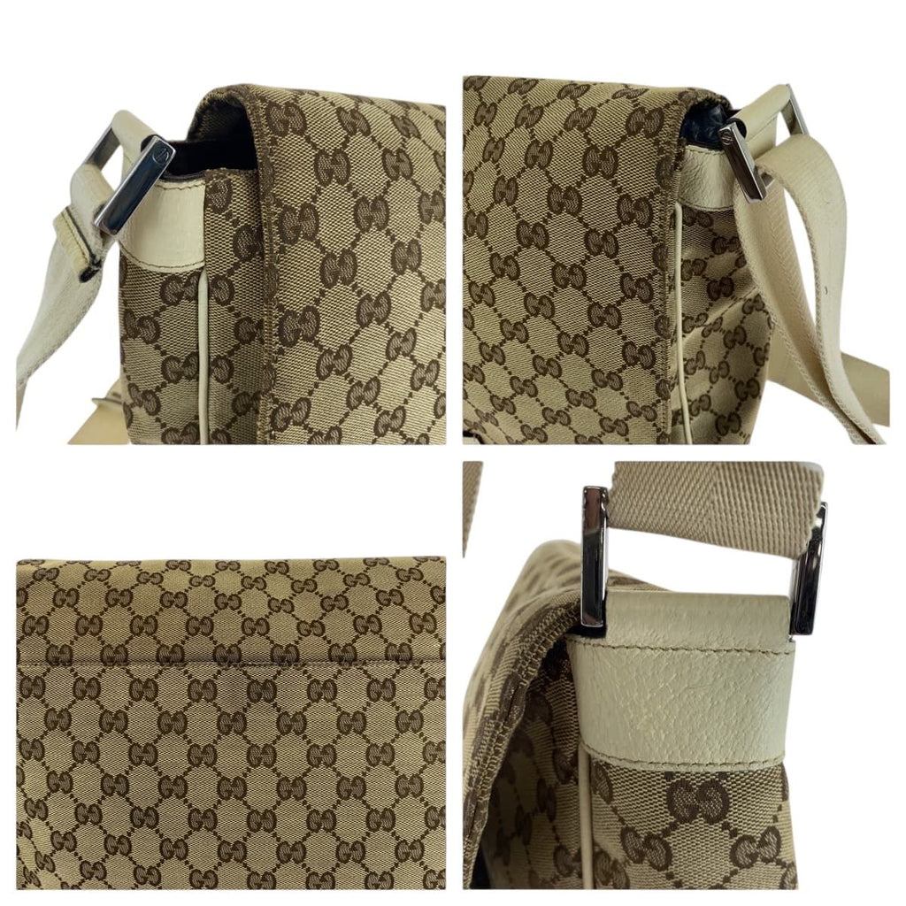 Gucci Beige Ivory Silver GG Canvas Crossbody Shoulder Bag — view 5