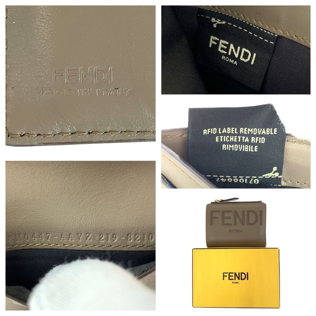 Fendi Rome Beige Gold Leather Compact Wallet — view 5