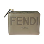 Fendi Rome Beige Gold Leather Compact Wallet