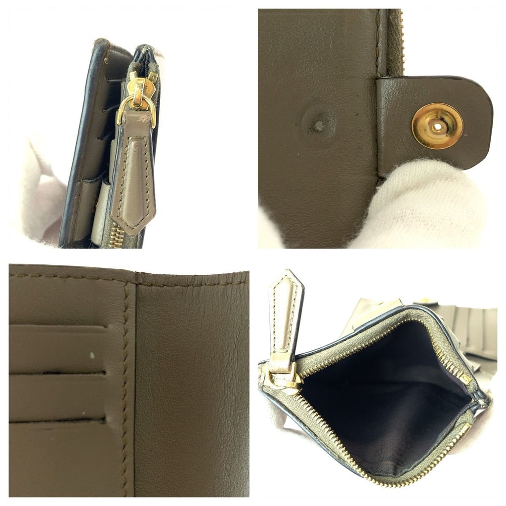 Fendi Rome Beige Gold Leather Compact Wallet — view 8