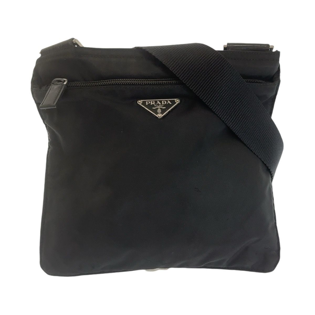 Prada Tessuto Black Silver Nylon Crossbody Shoulder Bag Pochette