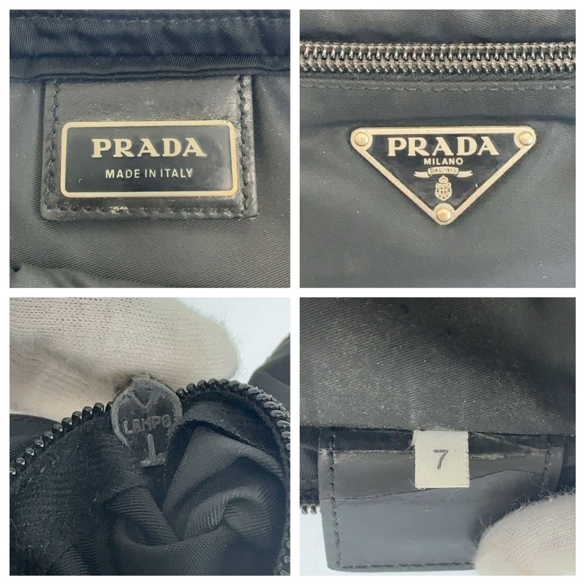 Prada Tessuto Black Silver Nylon Crossbody Shoulder Bag Pochette — view 4