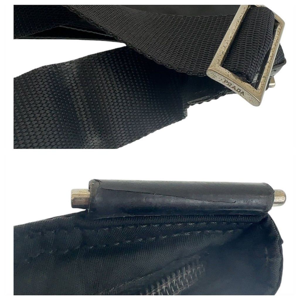 Prada Tessuto Black Silver Nylon Crossbody Shoulder Bag Pochette — view 6