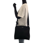 Prada Tessuto Black Silver Nylon Crossbody Shoulder Bag Pochette — view 7