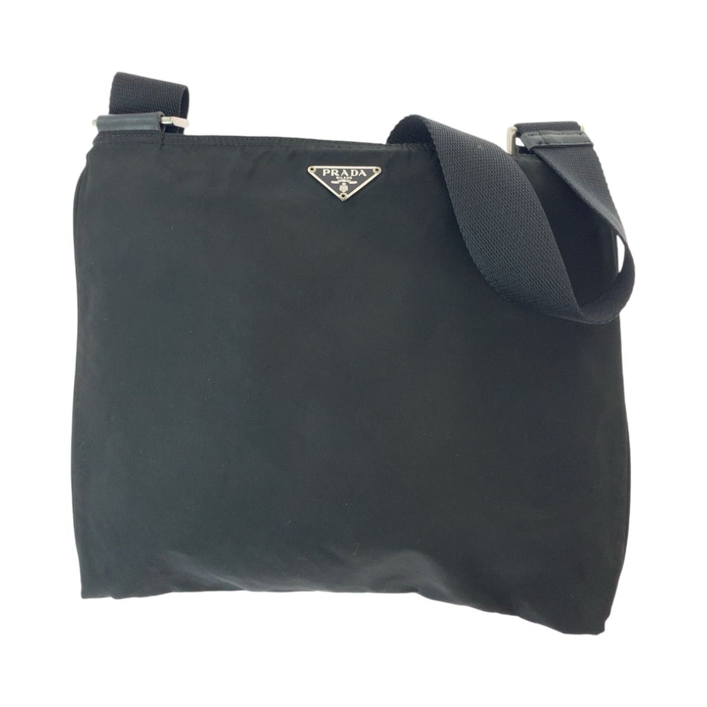 Prada Tessuto Black Silver Nylon Crossbody Shoulder Bag Pochette