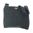 Prada Tessuto Black Silver Nylon Crossbody Shoulder Bag Pochette