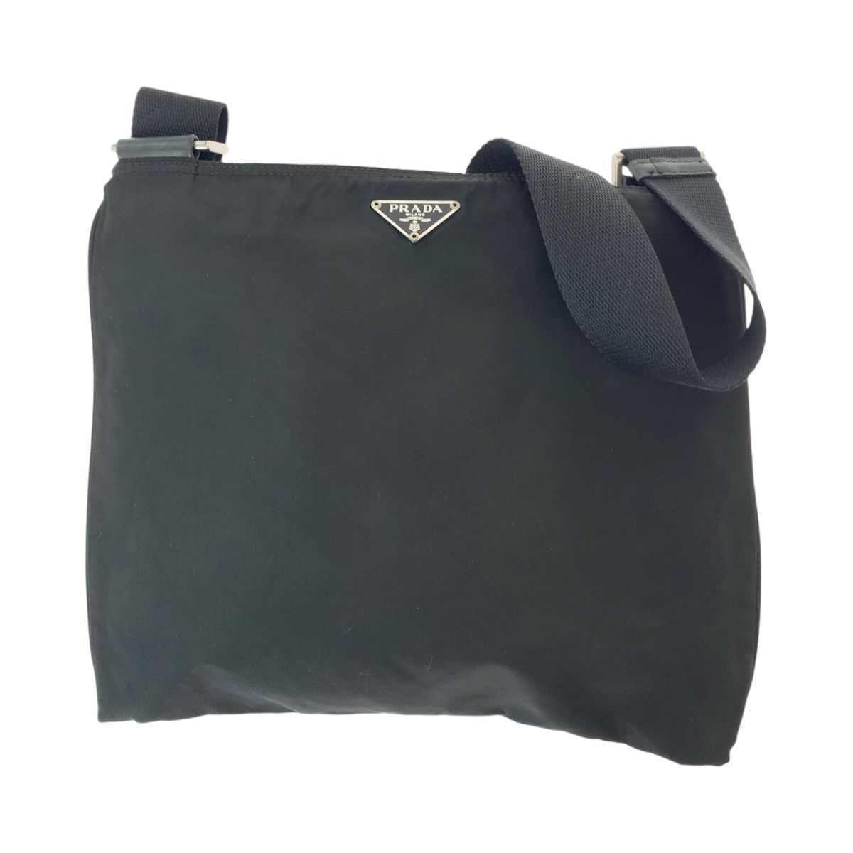 Prada Tessuto Black Silver Nylon Crossbody Shoulder Bag Pochette