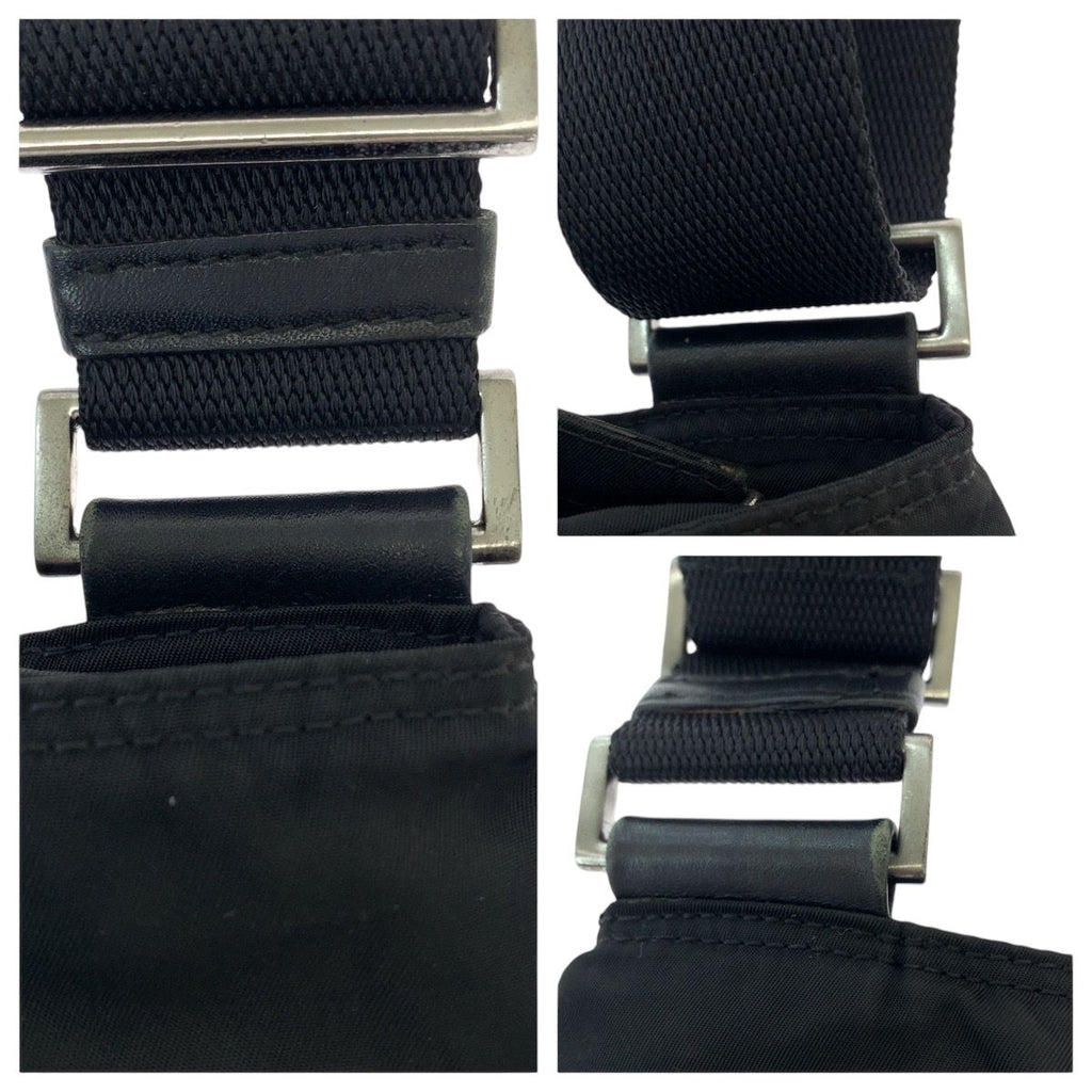 Prada Tessuto Black Silver Nylon Crossbody Shoulder Bag Pochette — view 6