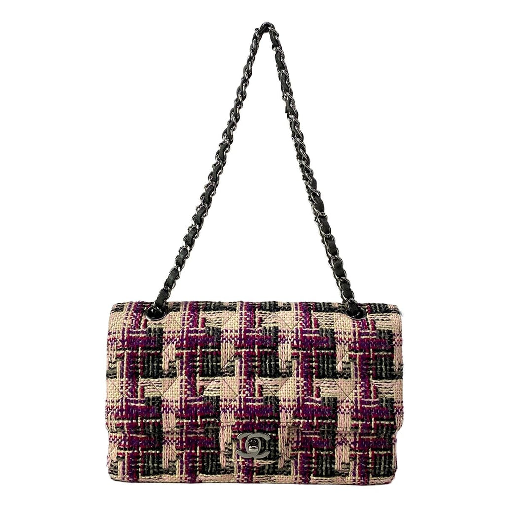 Chanel Shoulder Bag Double Flap Quilted Light Pink Purple Multi Lambskin