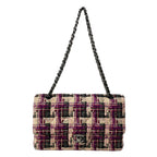 Chanel Shoulder Bag Double Flap Quilted Light Pink Purple Multi Lambskin
