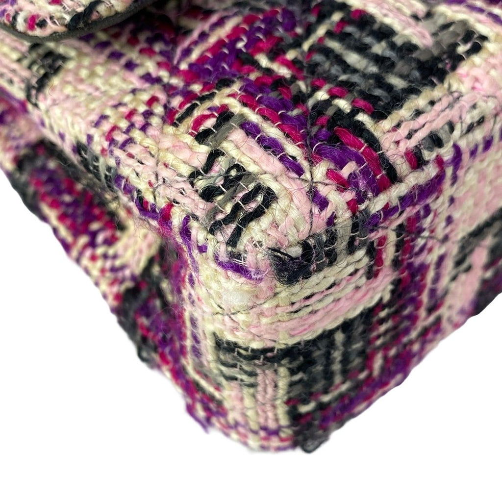 Chanel Shoulder Bag Double Flap Quilted Light Pink Purple Multi Lambskin — view 6