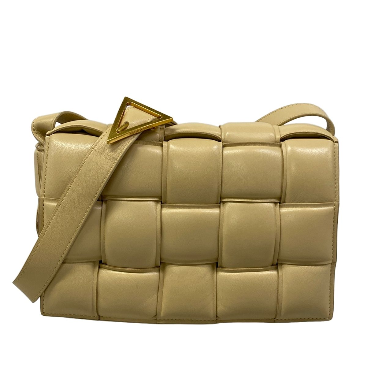 Bottega Veneta Shoulder Bag Padded Cassette Beige Leather