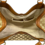 Gucci Tote Bag GG Pattern Beige Dark Brown Leather — view 7